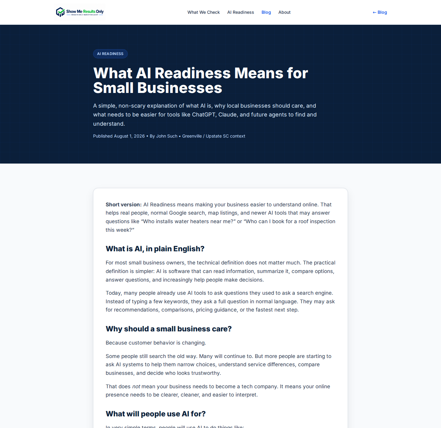 SMRO AI blog screenshot